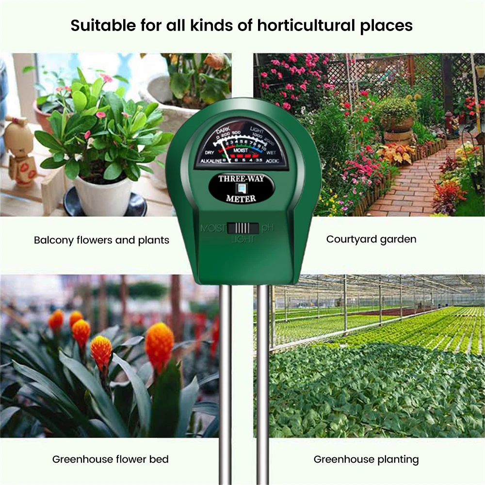 Soil Ph Meter - 3 in 1 Soil Tester Moisture